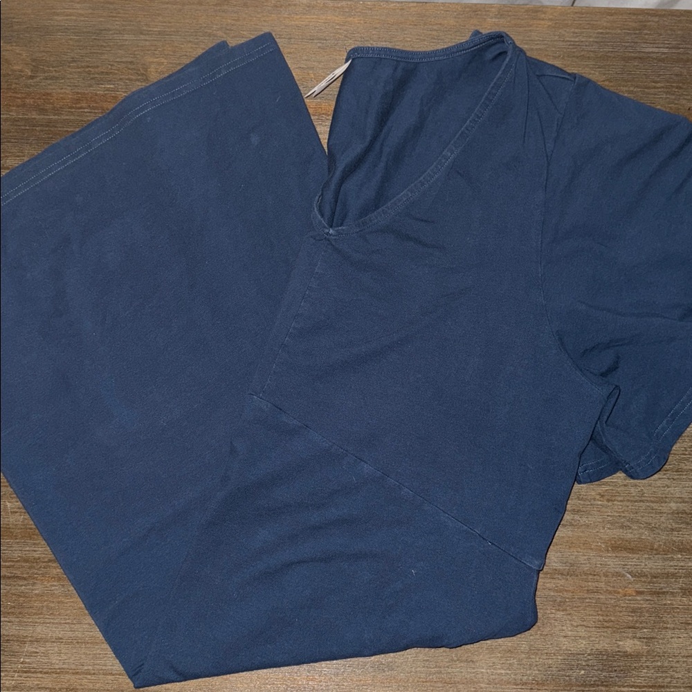 Pact women's blue cotton V-neck top Dress